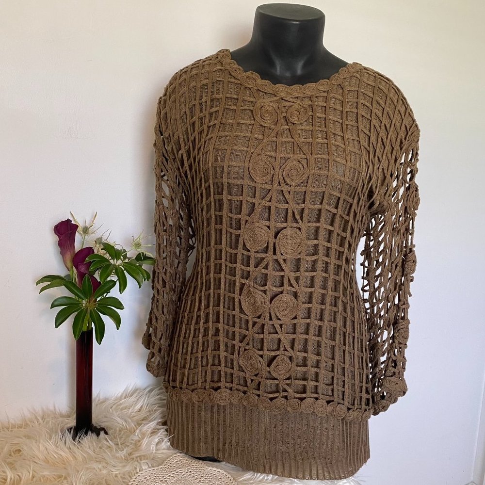Overlay Floral Crochet Blouse